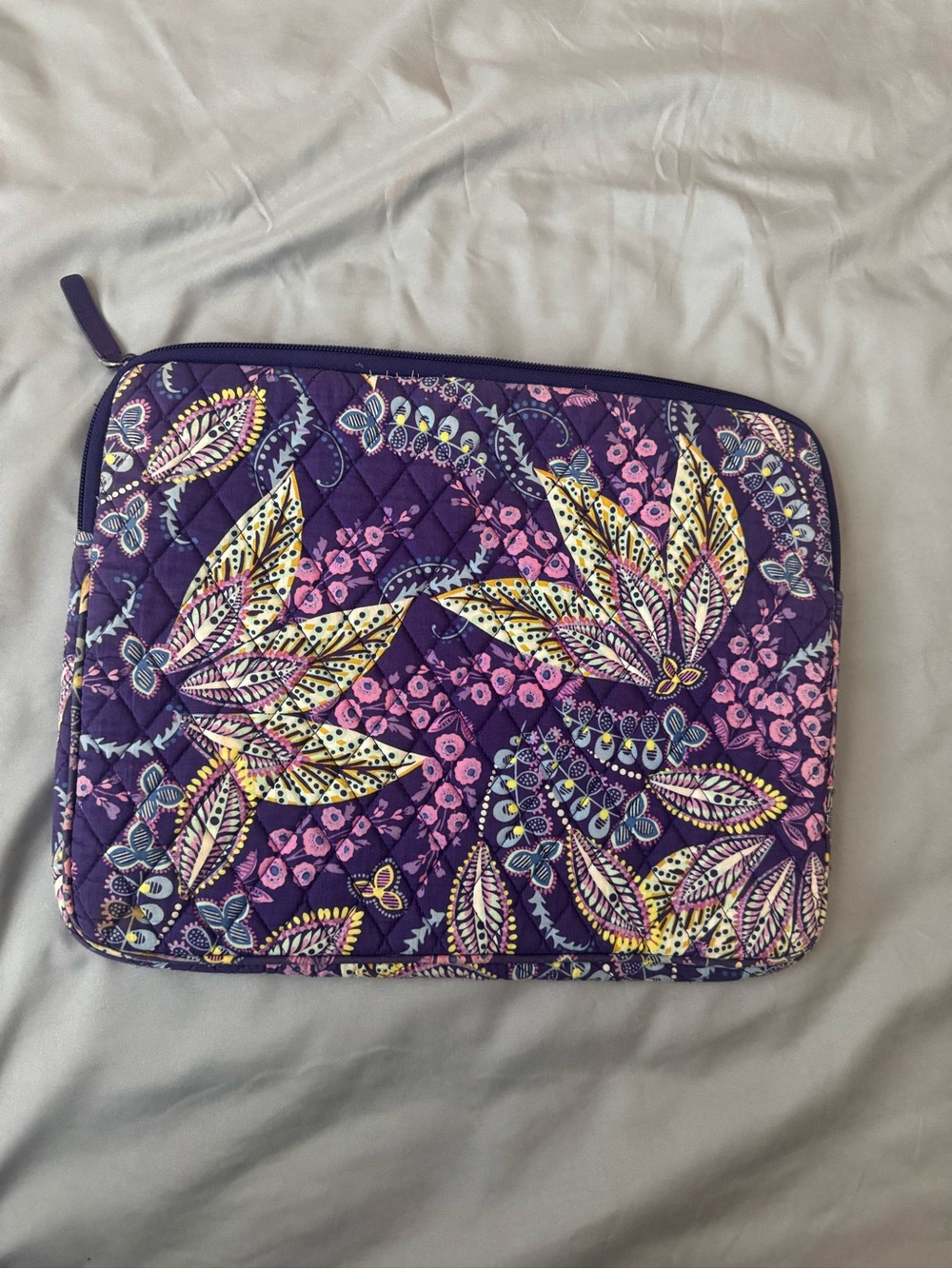 Vera Bradley Quilted Purple Floral Tech Sleeve